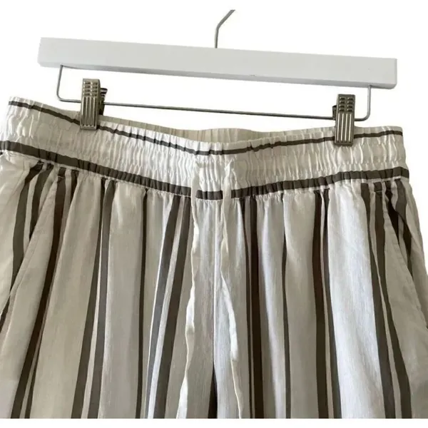 H & M Logg Linen Blend White Striped Culottes Ankle Length Pants SZ 8 # 1519 - Image 2