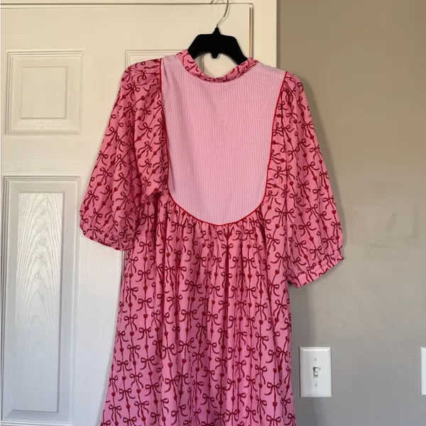 Simply Southern Pink Red Bow Midi Dress NEW NWT - Image 8