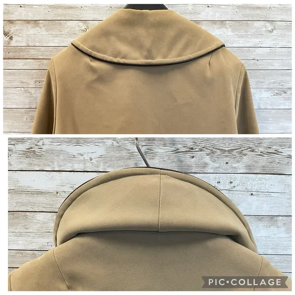 Vintage 60s-70s Womens 18 Coat Mod Tan Faux Suede‎ Peter Pan Collar A-Line USA - Image 9