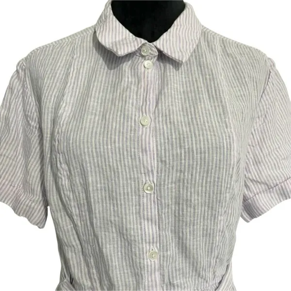 Hill House Size Large Linen The Laura Dress Lilac Stripe $165 - Image 3