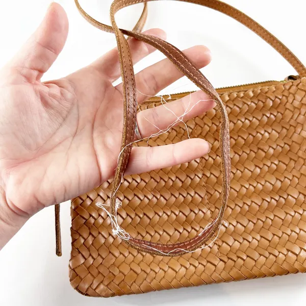 Madewell The Knotted Woven Leather Crossbody Bag Purse Tan Brown - Image 4