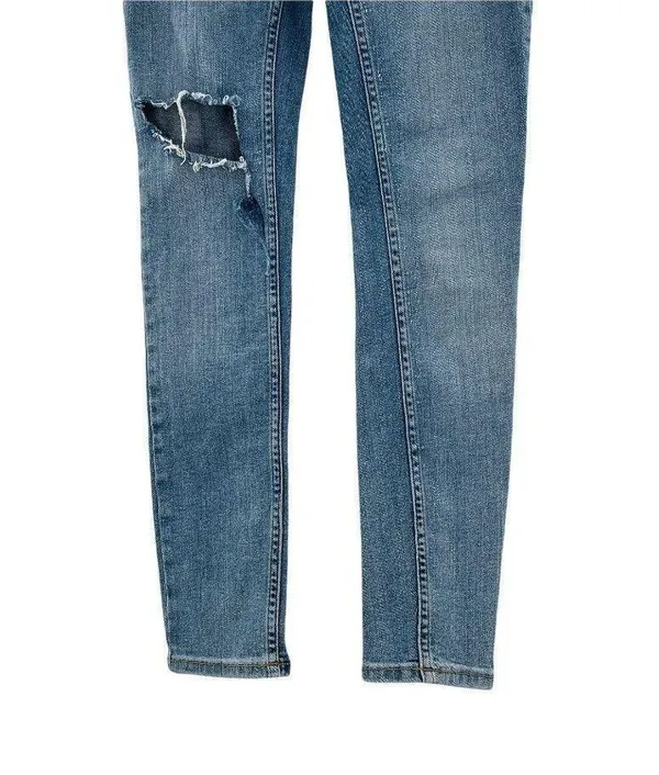 Free People Distressed Light Wash High Rise Stretch Skinny Jeans 26 S Short - Image 4