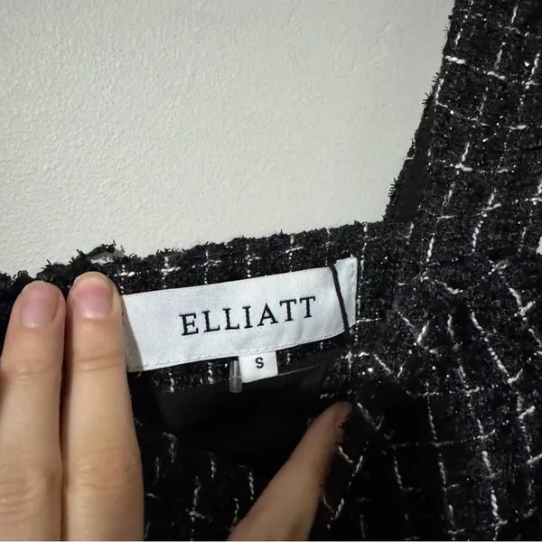 NWT ELLIATT Galadirel Check Tweed Minidress Black Size Small - Image 5
