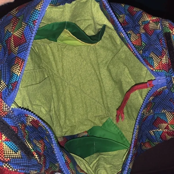 Fabric Quilted Handmade Zipper Folding Oversize Handbag Unique Funky Zips Shut - Image 10