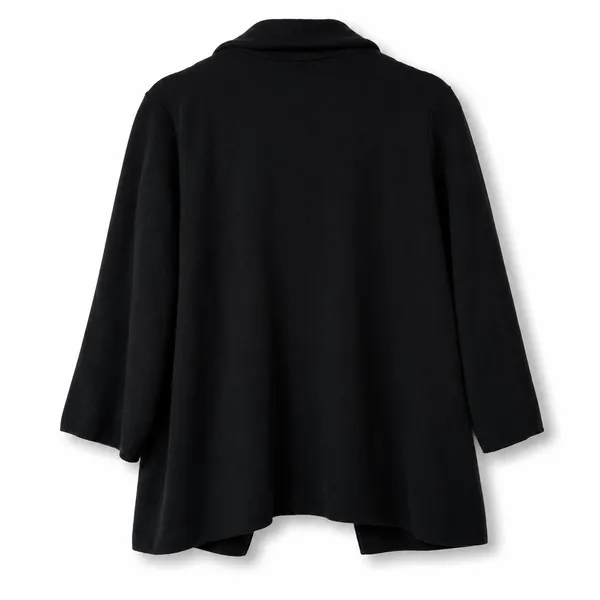Quince 100% Organic Cotton Black Soft Relaxed Open Front Knit Blazer Medium - Image 9