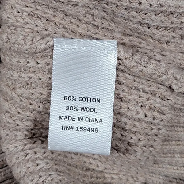 Billie The‎ Label Amelia Sweater Ribbed Mock Neck Balloon Sleeve Pumice Medium - Image 6