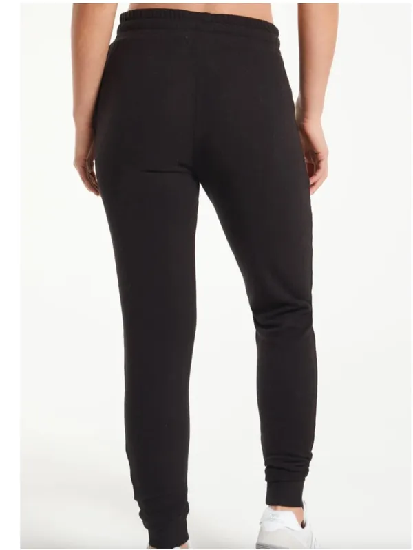 Z Supply Jill Marled Black Joggers Knit Pants Drawstring Lounge Size Small - Image 3