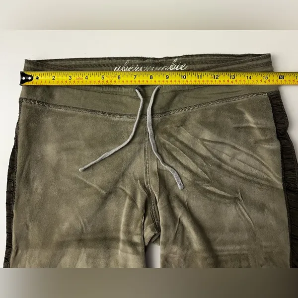 Vintage Y2K Abercrombie velour pants olive green pants flap pockets M - Image 5