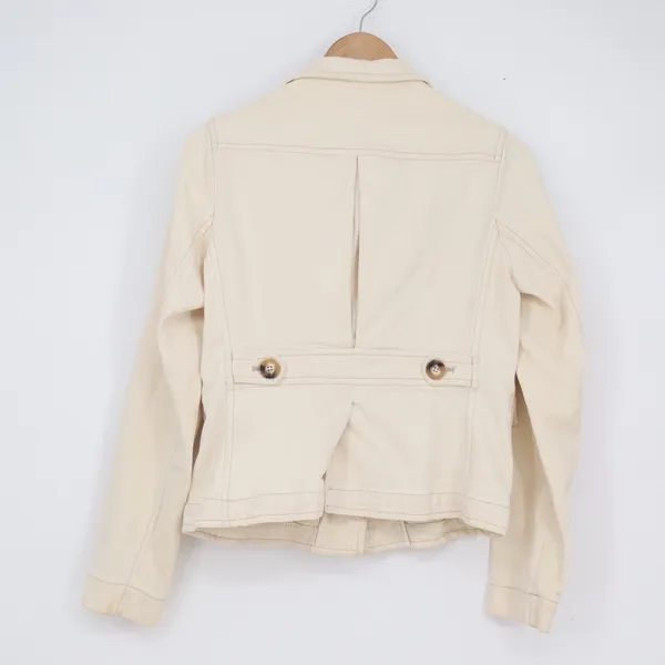 GAP Womens Utility Field Jacket Cream Cotton Stretch Button Front Size 6 - Image 4