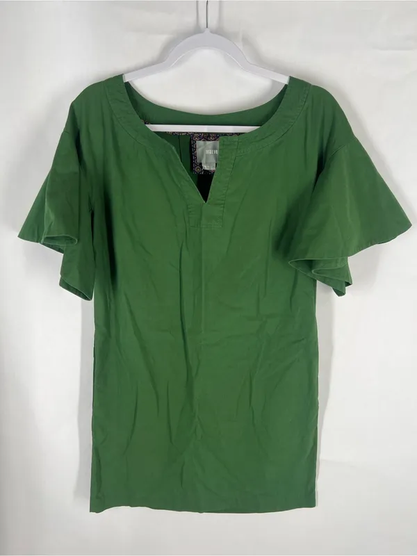 Maeve Anthropologie Green Flutter Sleeve Shift Mini Dress Size XS - Image 2