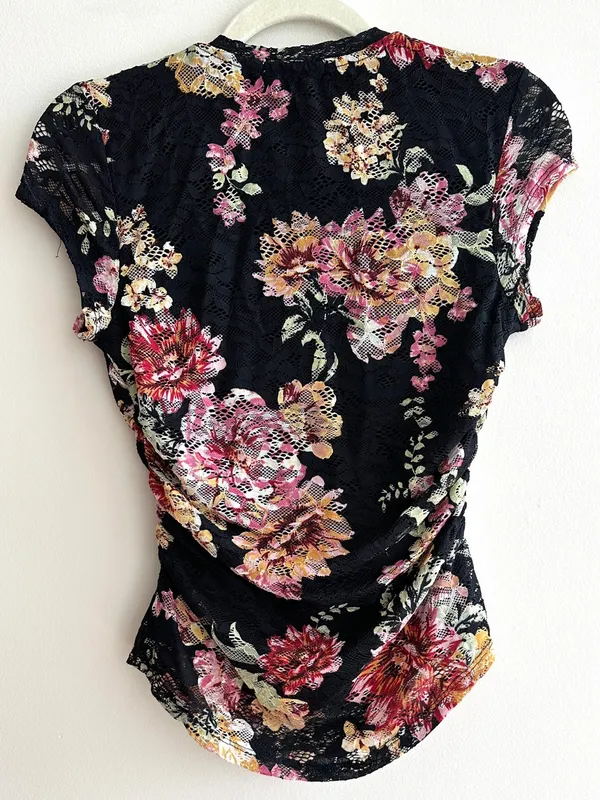 AFRM Los Angeles Lacey Black Floral Lace Two-Piece Midi Dress Set, Size S/M - Image 9
