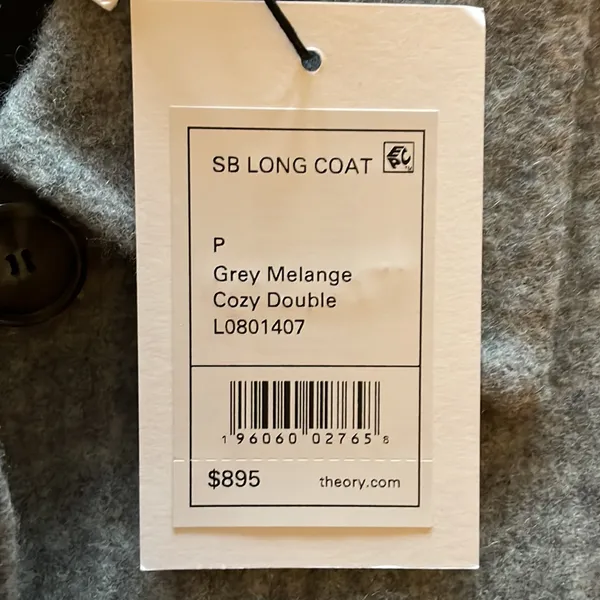 NWT Theory Womens Long Grey Wool and Cashmere Shirttail Belted Coat, size XS - Image 10