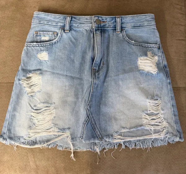 Hollister Distressed Denim Mini Skirt - Image 2