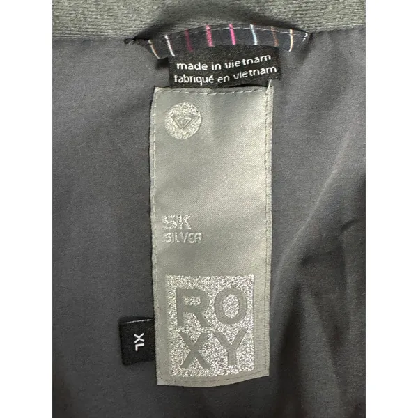 Roxy 5K Silver Snowboard/Ski Jacket Black With Multicolor‎ Pinstripe Size XL - Image 3