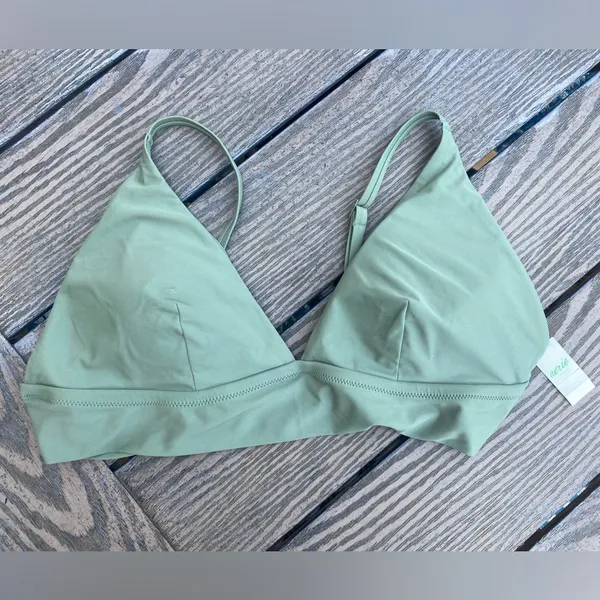 NWT aerie XXL triangle olive green triangle padded bikini top - Image 2