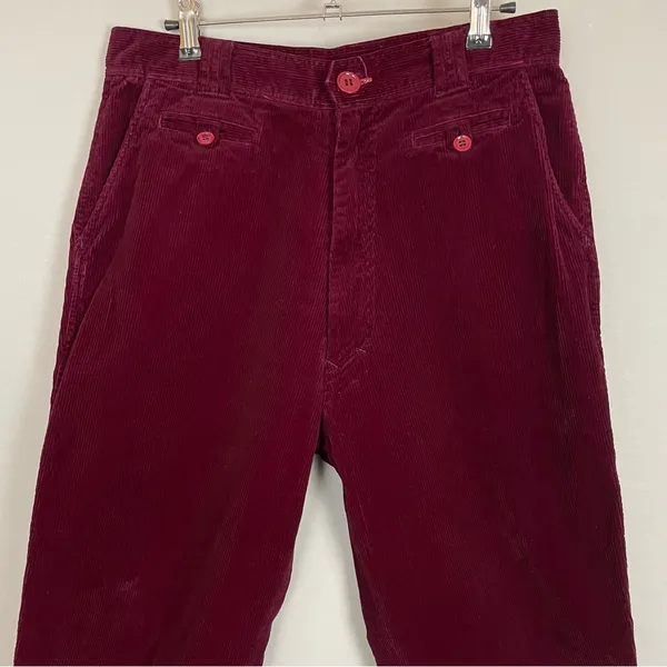 Corduroy Pants Burgundy Dark Red‎ Straight Leg Women High Waisted Rise Pockets - Image 4