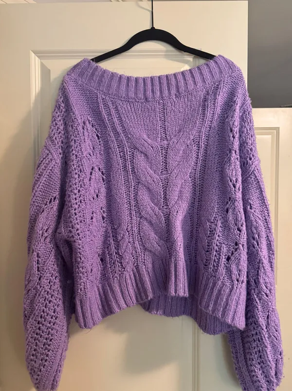 Mustard Seed Purple Cable Knit Sweater - Image 2