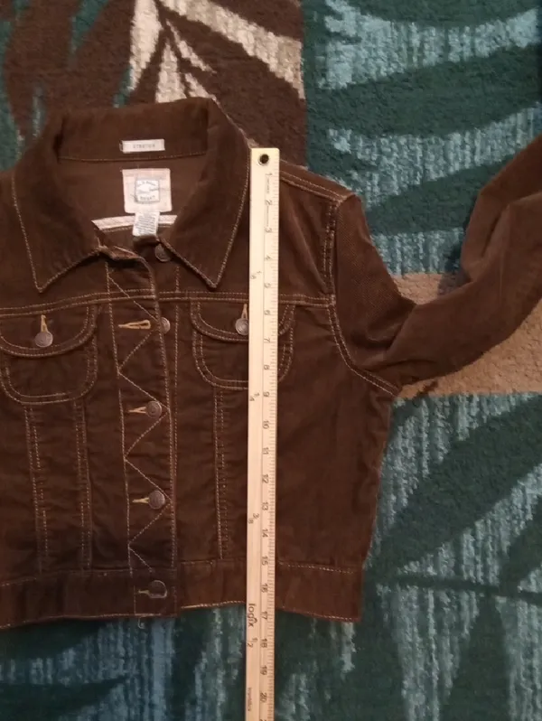 Old Navy Brown Corduroy Cropped Jacket Vintage Y2k Layering Womens S - Image 9