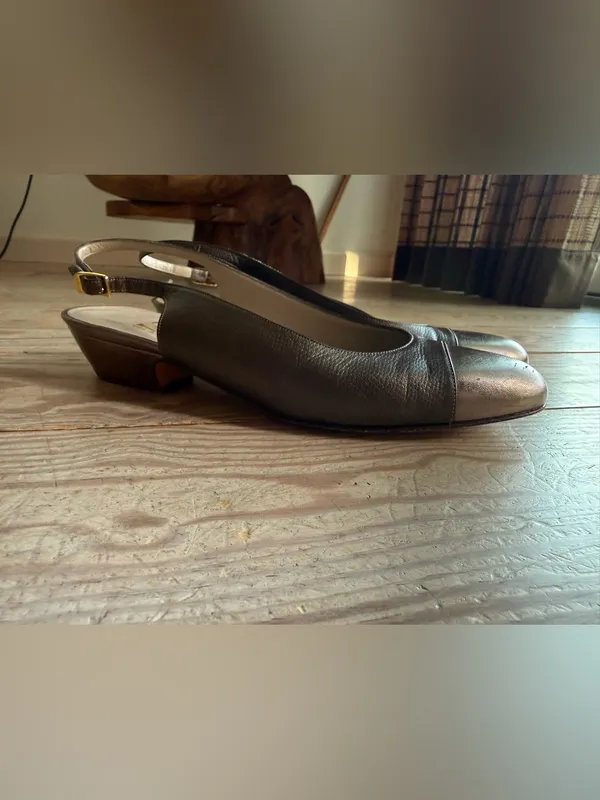 Salvatore Ferragamo Metallic Slingback Pumps size 6.5 - Image 2