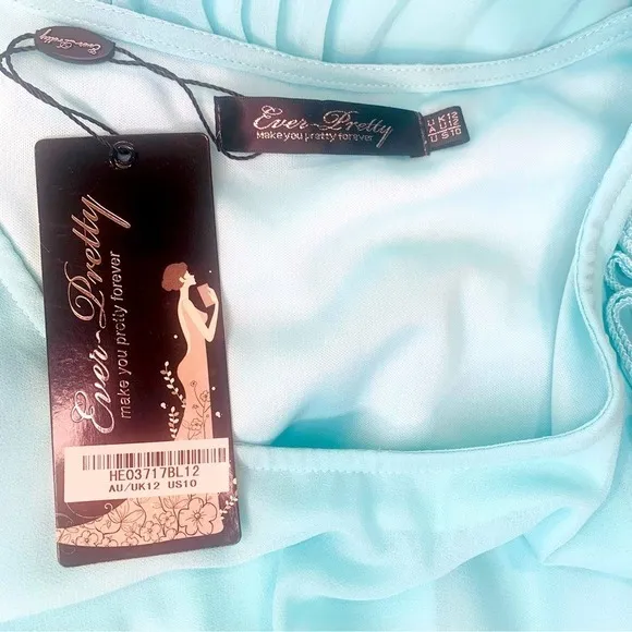 Ever Pretty Woman‎ Sz 10 Turquoise Feminine Coquette Girl Whimsical Fairy Dress - Image 5