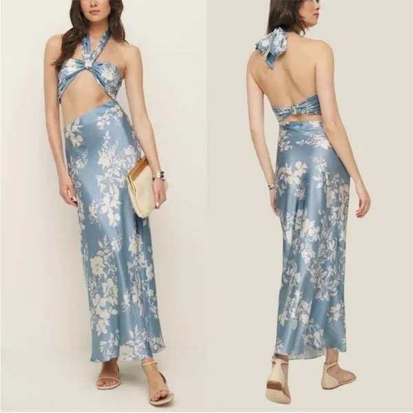 Reformation Vivi Silk Dress in Aliso Blue Floral 8 - Image 7