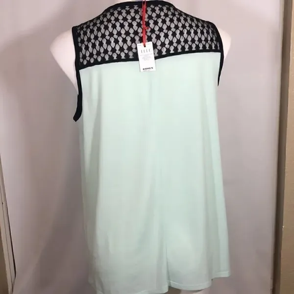 Elle pastel green black sleeveless lace top - Image 5