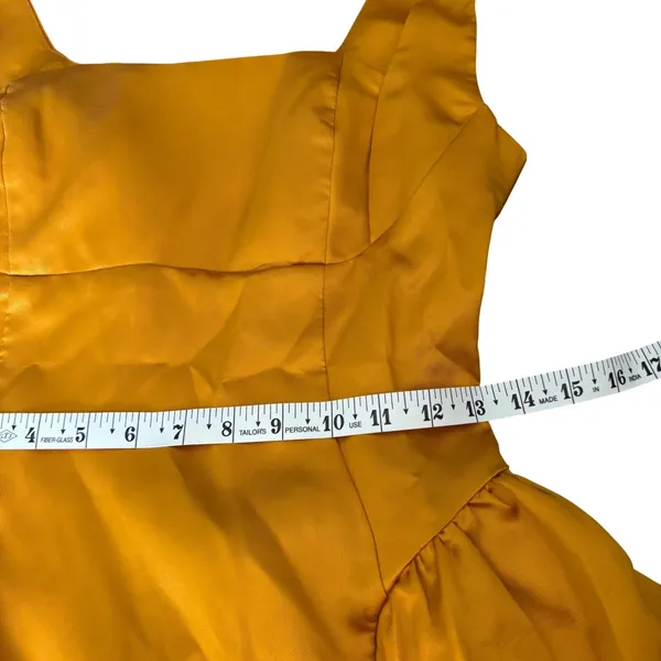 NWT Micas Satin Puff Hem Sleeveless Mini Dress Size‎ S Yellow Ochre - Image 8
