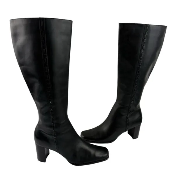 *Worthington Renee Boots Women’s Size 8 Black Leather Tall Classic Dark Acadamia - Image 5