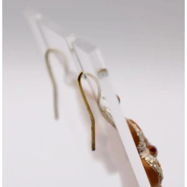Gingerbread Dangle Earrings Glitter Accents Bows Gold Tone French Hook Pierced - Image 3