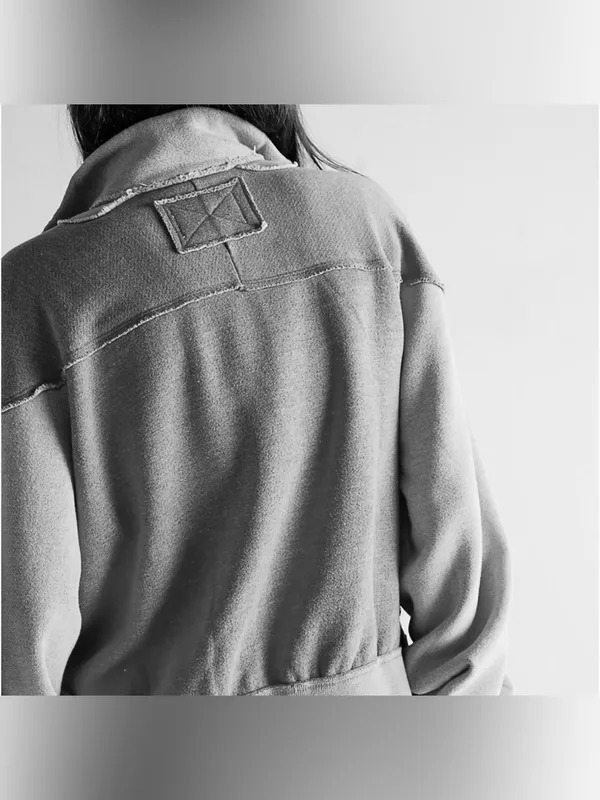 Free People We the Free Kassey Half Zip - Heather grey combo - Small - Image 5