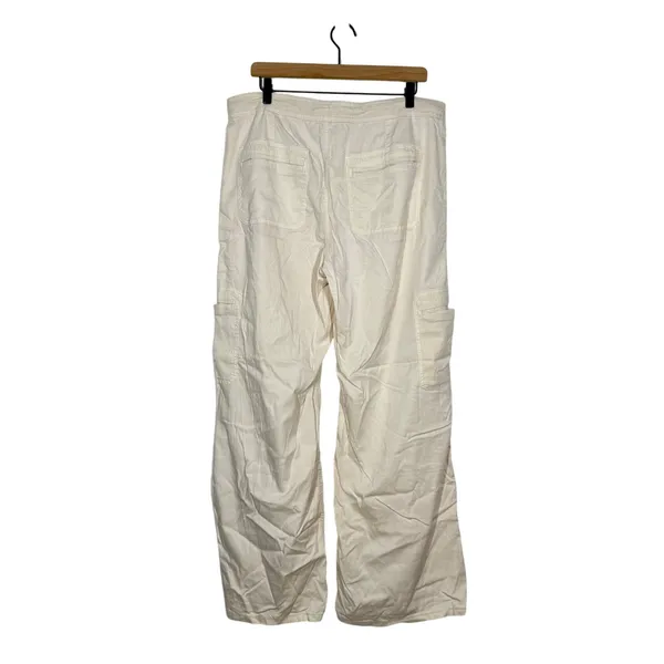 American Eagle Baggy Wide Leg Pant Size XL XXL 2X Ivory Drawstring Utility Cargo - Image 2
