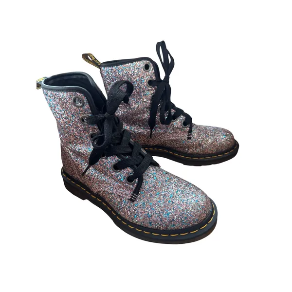 Dr. Martens 1460 Farrah Multi Glitter Combat Boots Pink Blue Silver 7L 38EU - Image 3