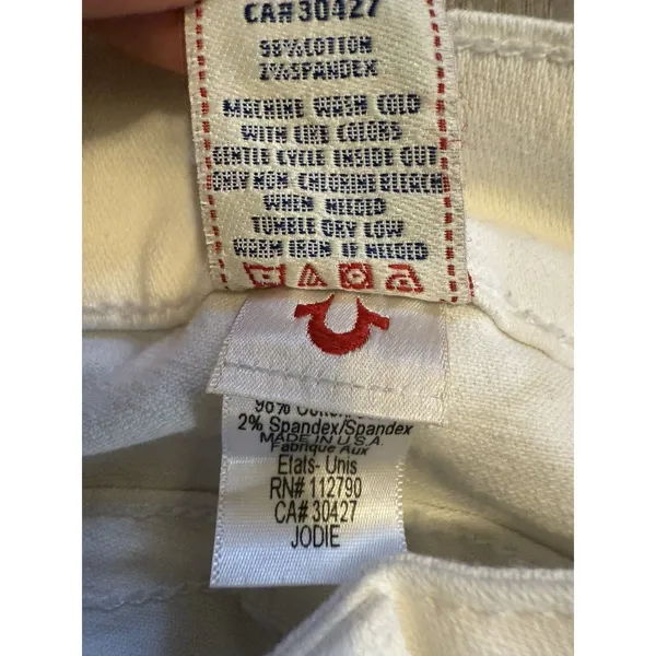 True Religion Women's Jodie White Pants Size 28 Flap‎ Back Pockets - Image 3