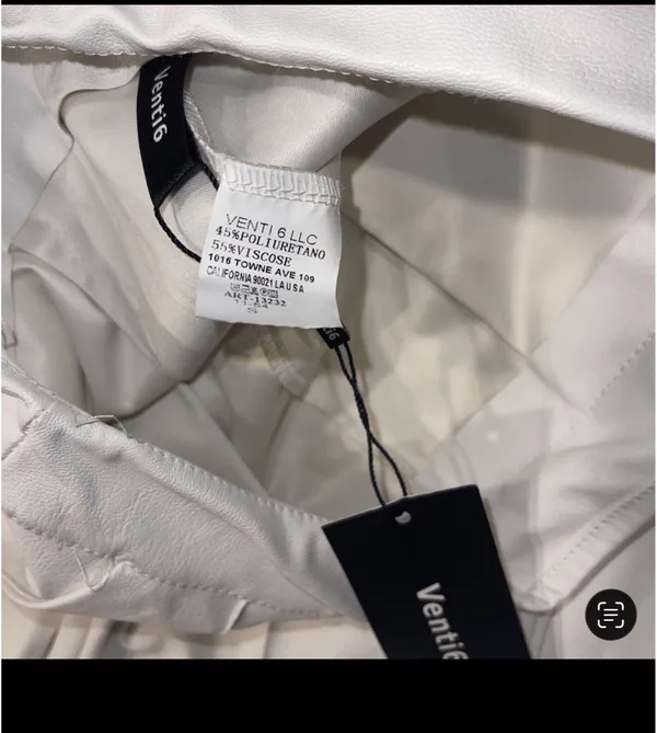 Venti 6 pleather high waist wide leg white pants S - Image 10
