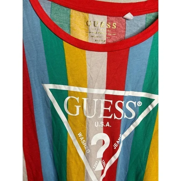 GUESS Striped Multicolor T-Shirt - Size‎ Medium - Image 2