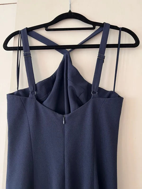 Dress the Population Navy Blue Halter Midi Dress Size Small Fit & Flare - Image 8