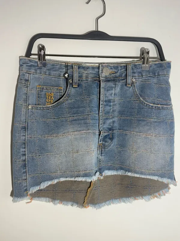 NWT Free People One Teaspoon Junkyard Low Waist Mini Denim Skirt - Tropical Blue - Image 11