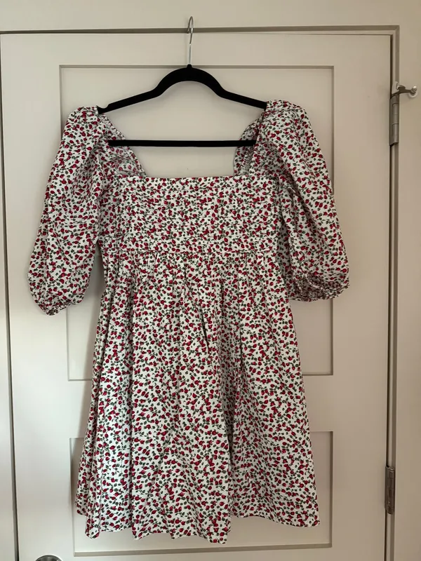 Abercrombie Emerson Puff Sleeve Dress Strawberry - Image 3