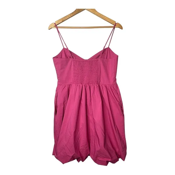 Express Fit & Flare Mini Dress Women‎ M Pink Strapless Bubble Hem Pockets Party - Image 9