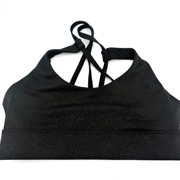 Zyia Active Shimmery Black Halter Strappy Sports Bra Size Medium - Image 2