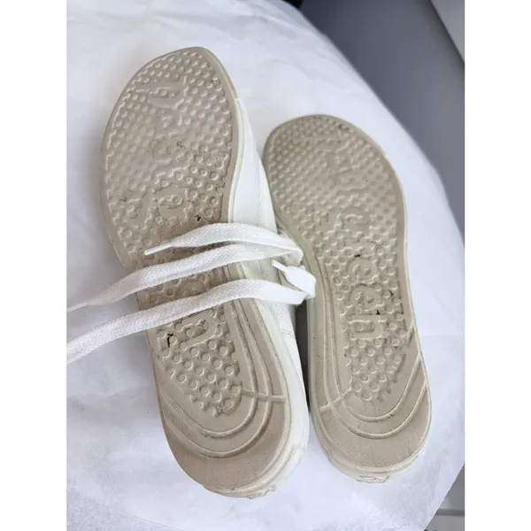 Paul Green White Pebbled Leather Lace Up Platform Sneakers US 7 - Image 10