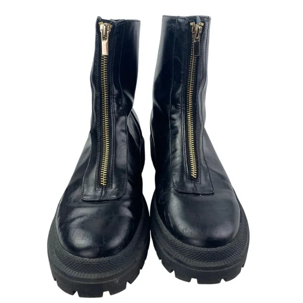 Abercrombie & Fitch Laana Women's Black Leather Round Toe Zipper Boots Size 10 - Image 2