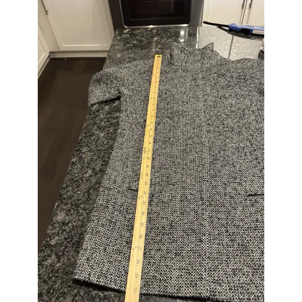 J Crew Tweed‎ Coat Women Size 0 Black White Long Wool Blend Walker Pea - Image 10