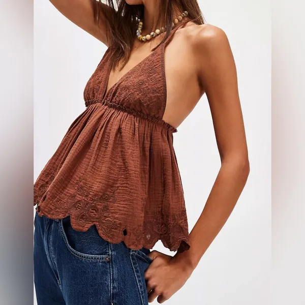 NWT Free People Sunny Days Cami - nutmeg brown - XS - Image 6