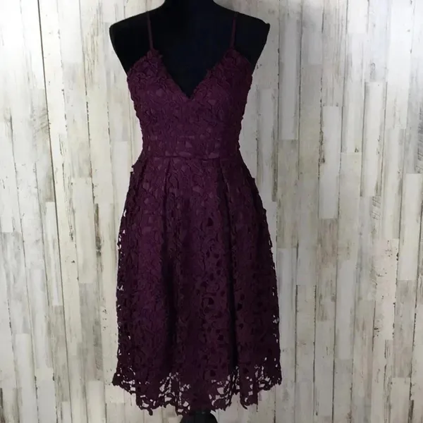 Love...Ady Lace Fit Flare Lined Purple Dress NWT v6x - Image 3