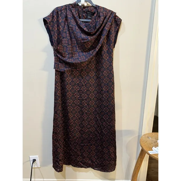 New Club Monaco‎ Women's Drape Neck Red Dress Size 6 Retail $269 Geometric - Image 4