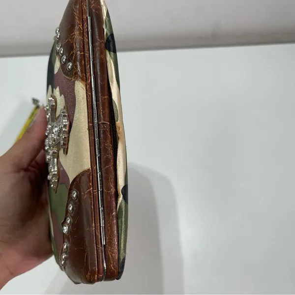Y2K Camouflage Cross Bifold Wallet Rhinestone Clutch Country Road Cowgirl Grunge - Image 3