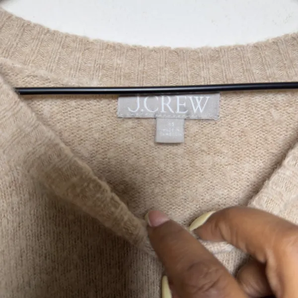 J.Crew Women Wool Alpaca Merino Sweater XS Tan Beige Crewneck Oversized Academia - Image 2