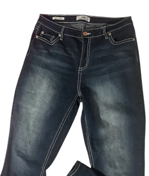 Dark Wash Flared Denim Jeans - Image 2