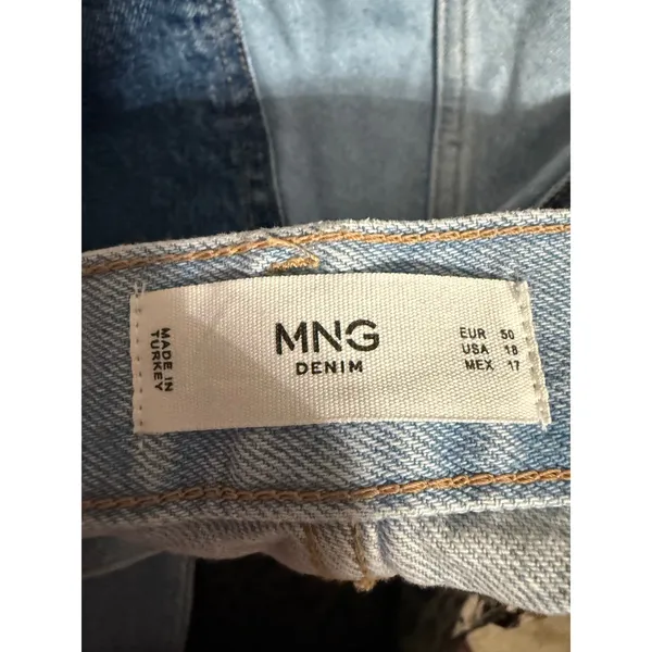 Mango MNG Denim 328 Two Tone High Waist Straight Jeans‎ NWT 18 Plus Y2K - Image 4